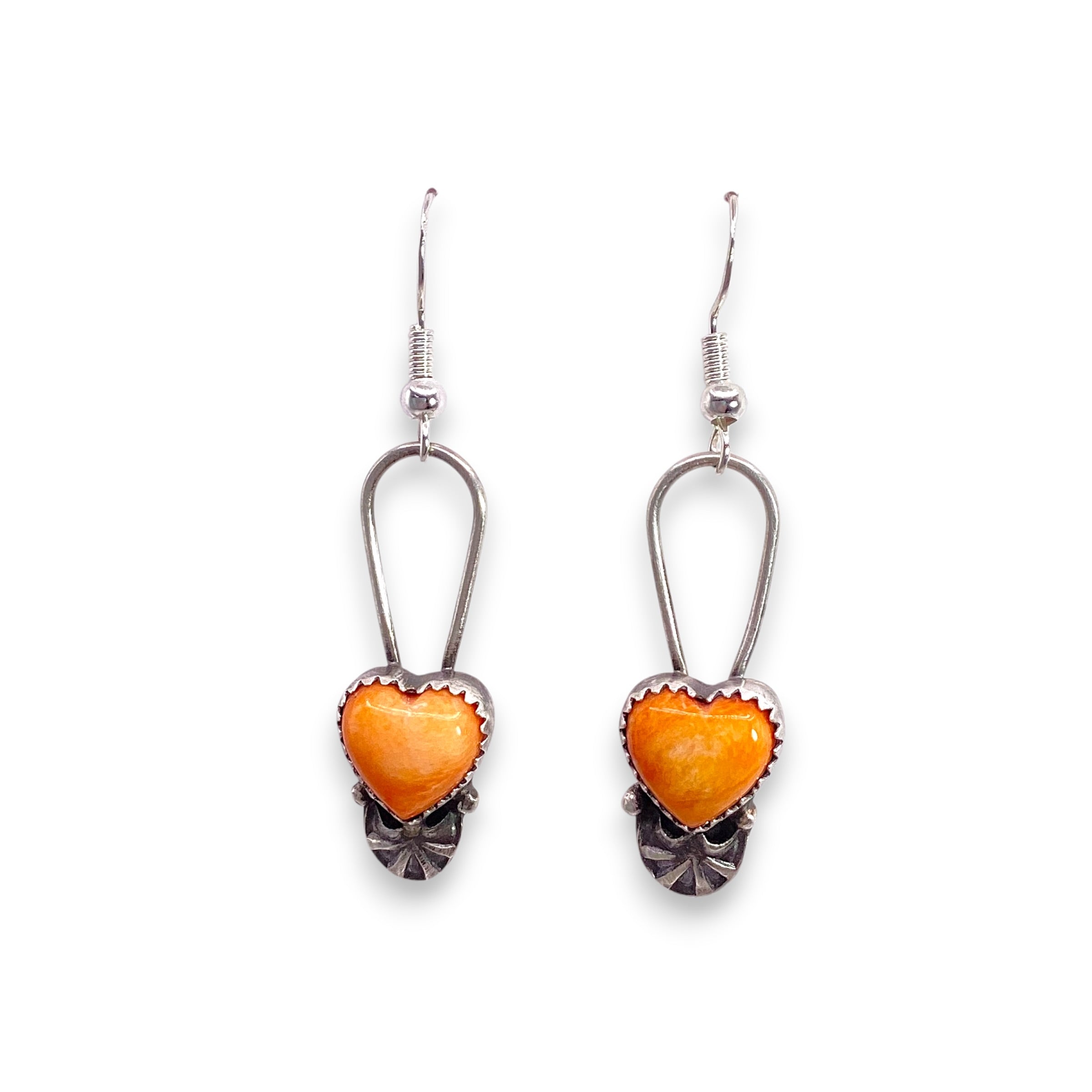 Mary Tso Heart-Shaped Spiny Oyster Shell Earrings Sterling Silver
