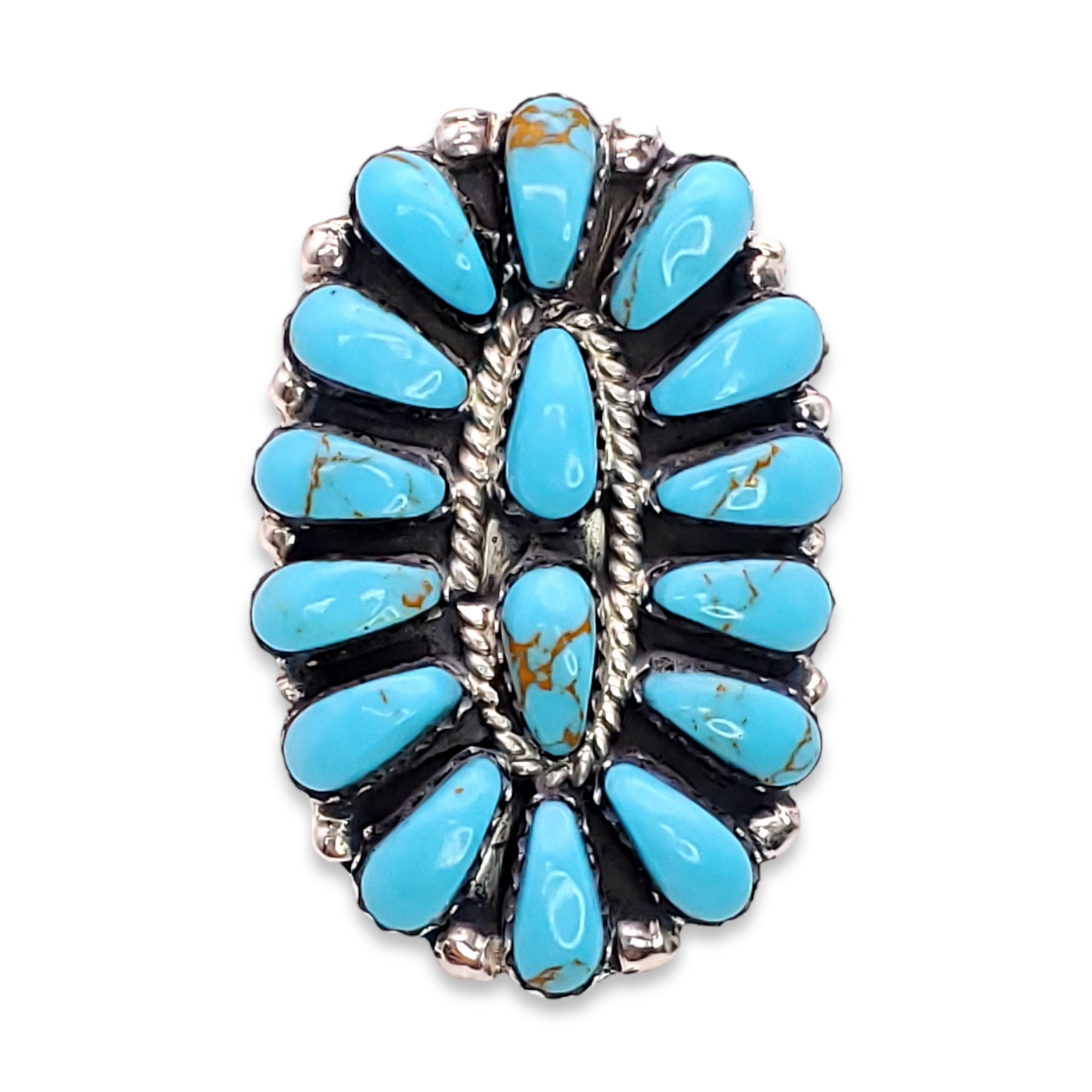 Kingman Turquoise Cluster Ring Rosanna Williams Native American Made ...