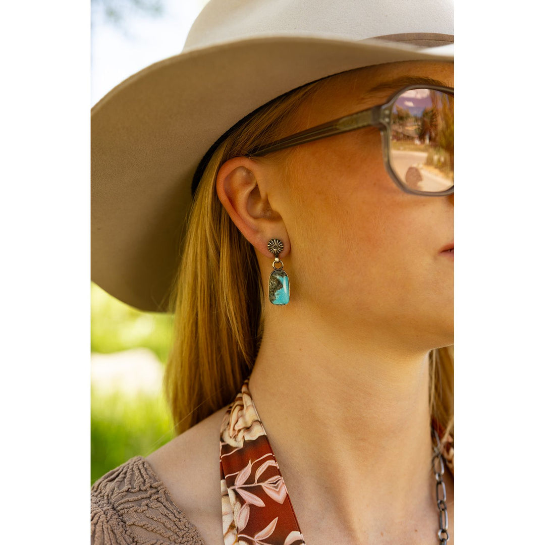 Leigha Cleveland Bisbee Turquoise Post Earrings Sterling Silver