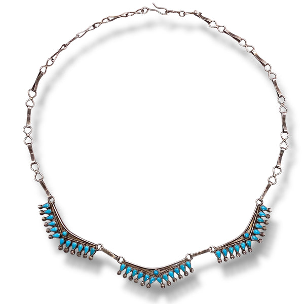 Zuni Dead Pawn Petite Point Turquoise Necklace sourced by Daniel