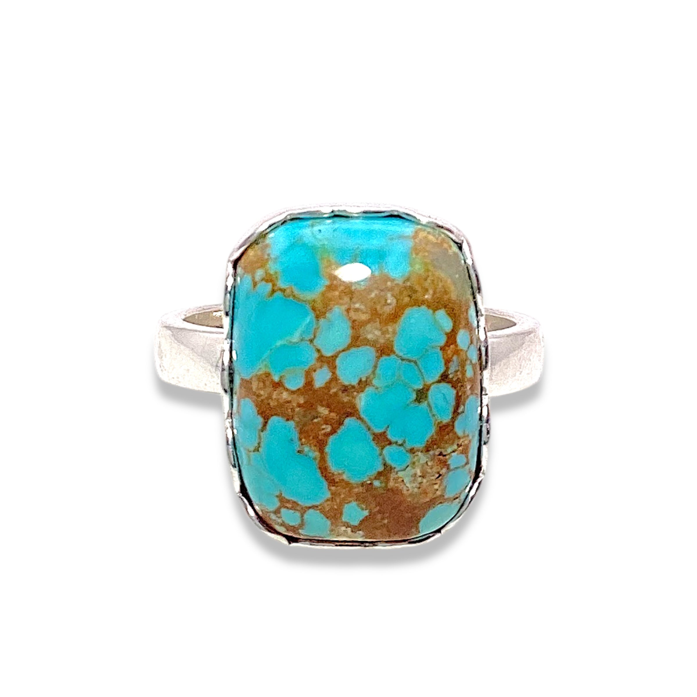 Scalloped Silver Turquoise Ring by Michael Silberhorn