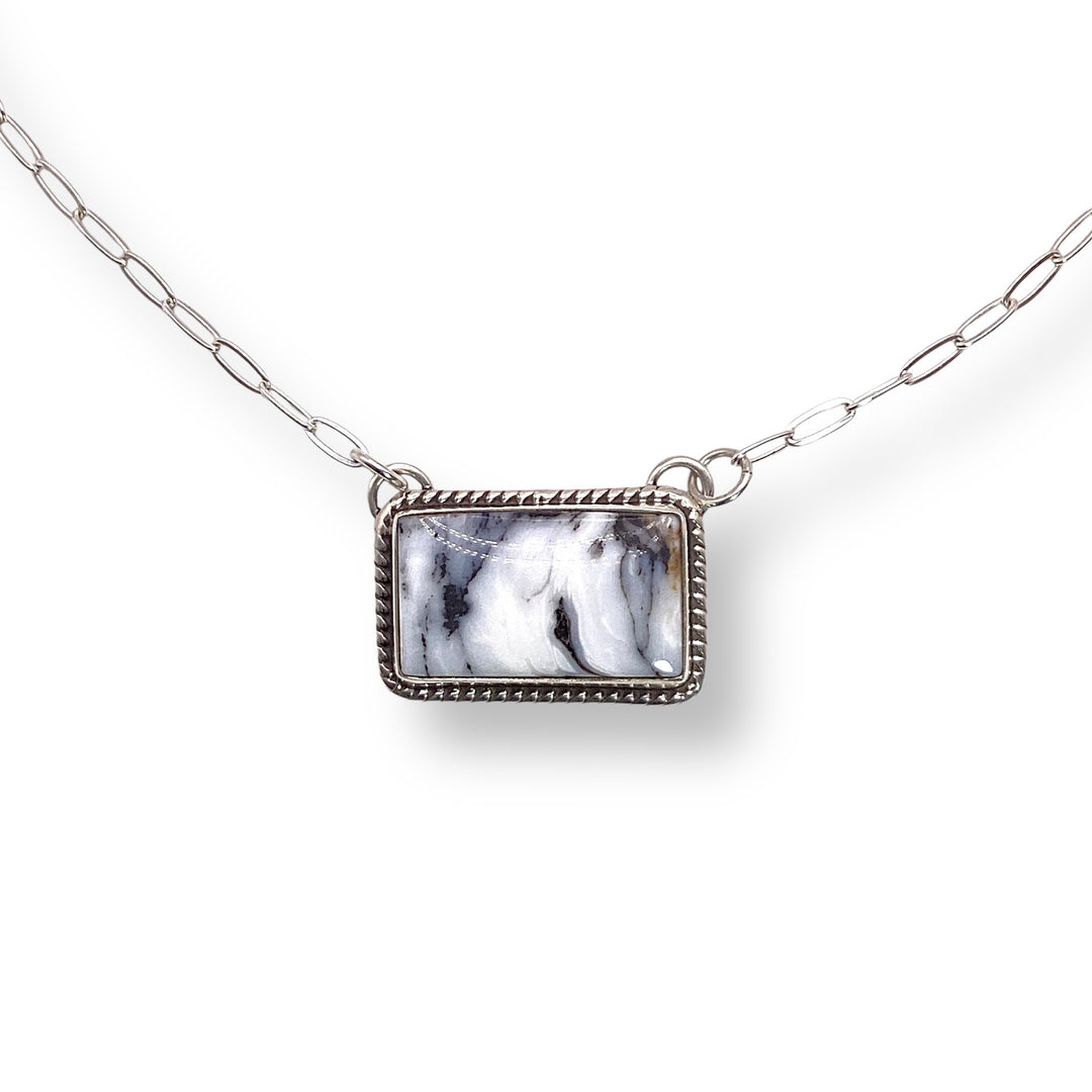 Daniel Medina White Buffalo Bar Necklace Sterling Silver Native