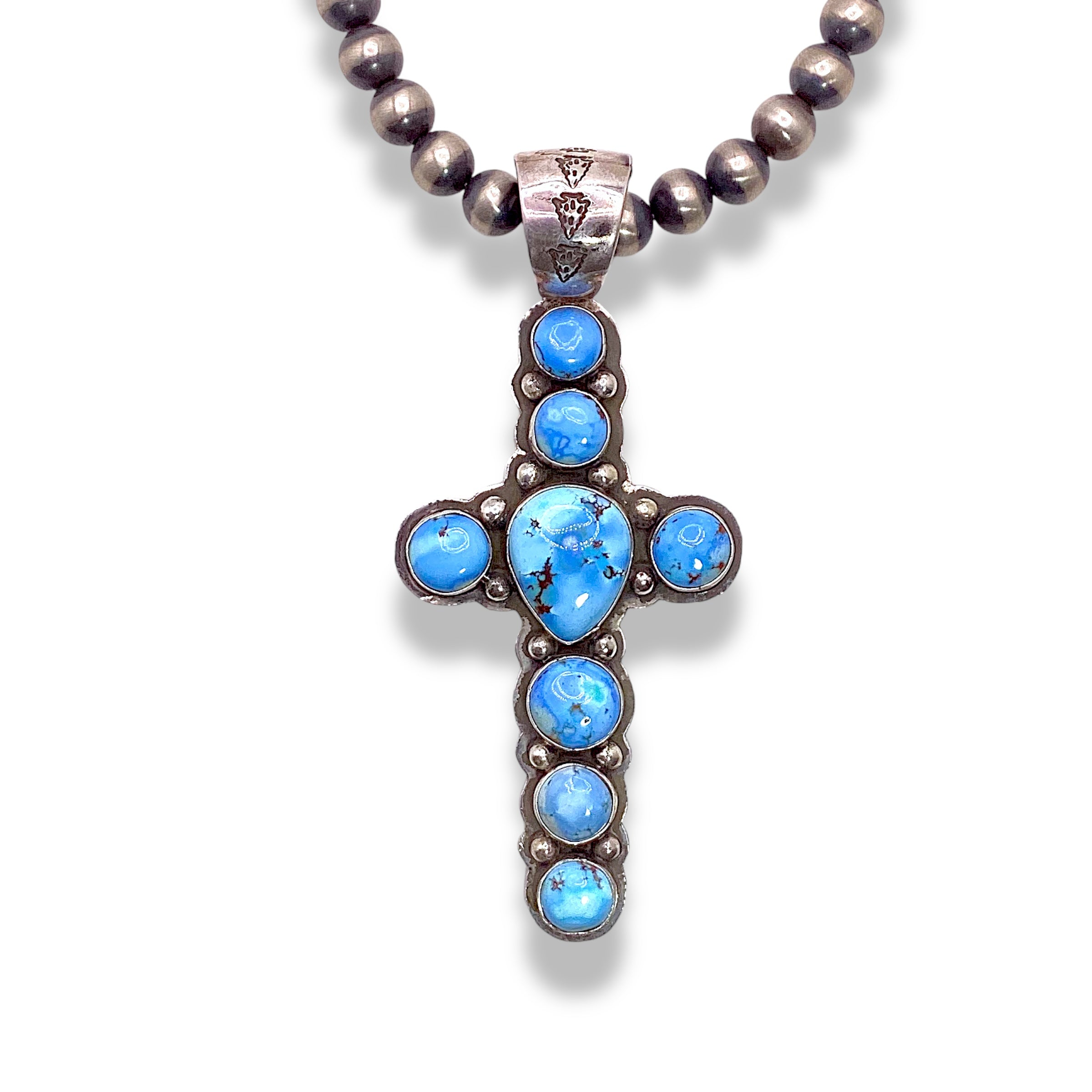 Golden Hills Turquoise Cross Pendant by Leigha Cleveland Native American Made