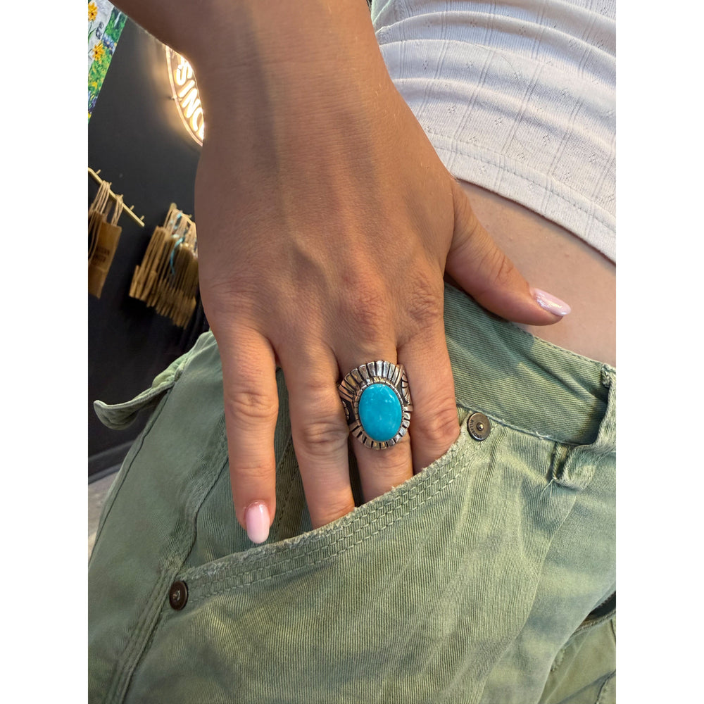 Authentic Native Made Sterling Silver Turquoise Rings – Lantern