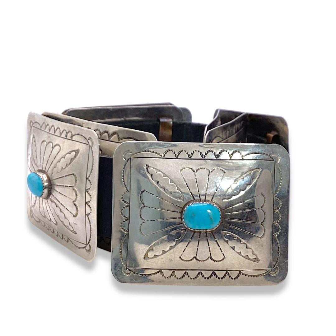 Dead Pawn Vintage Sterling Silver Turquoise Belt Native American