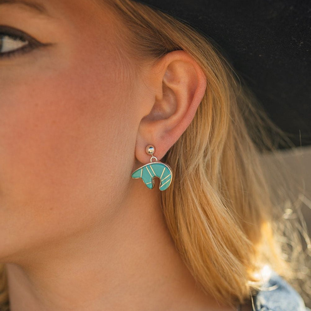 Earrings Calvin Begay Jewelry Marks Native American Turquoise Bear