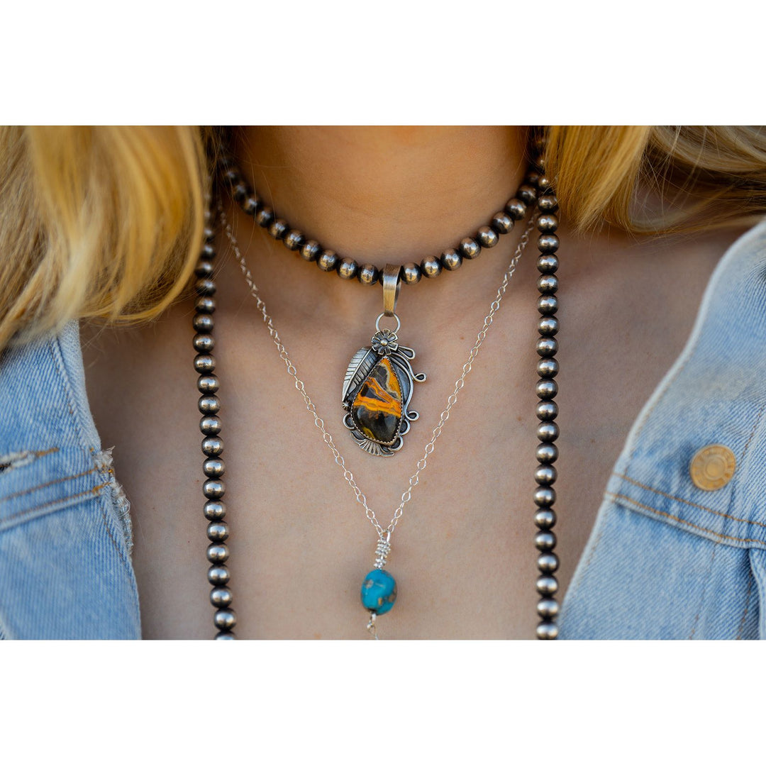 Bumblebee Jasper Pendant by Mary Tso Native American Made