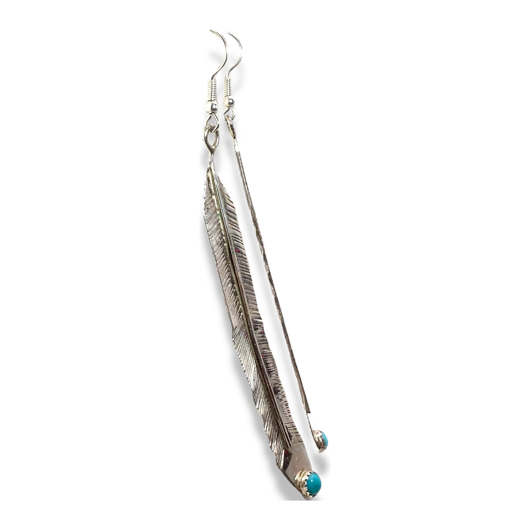 Authentic Turquoise & Sterling Silver Feather Earrings by Jonah Begay ...