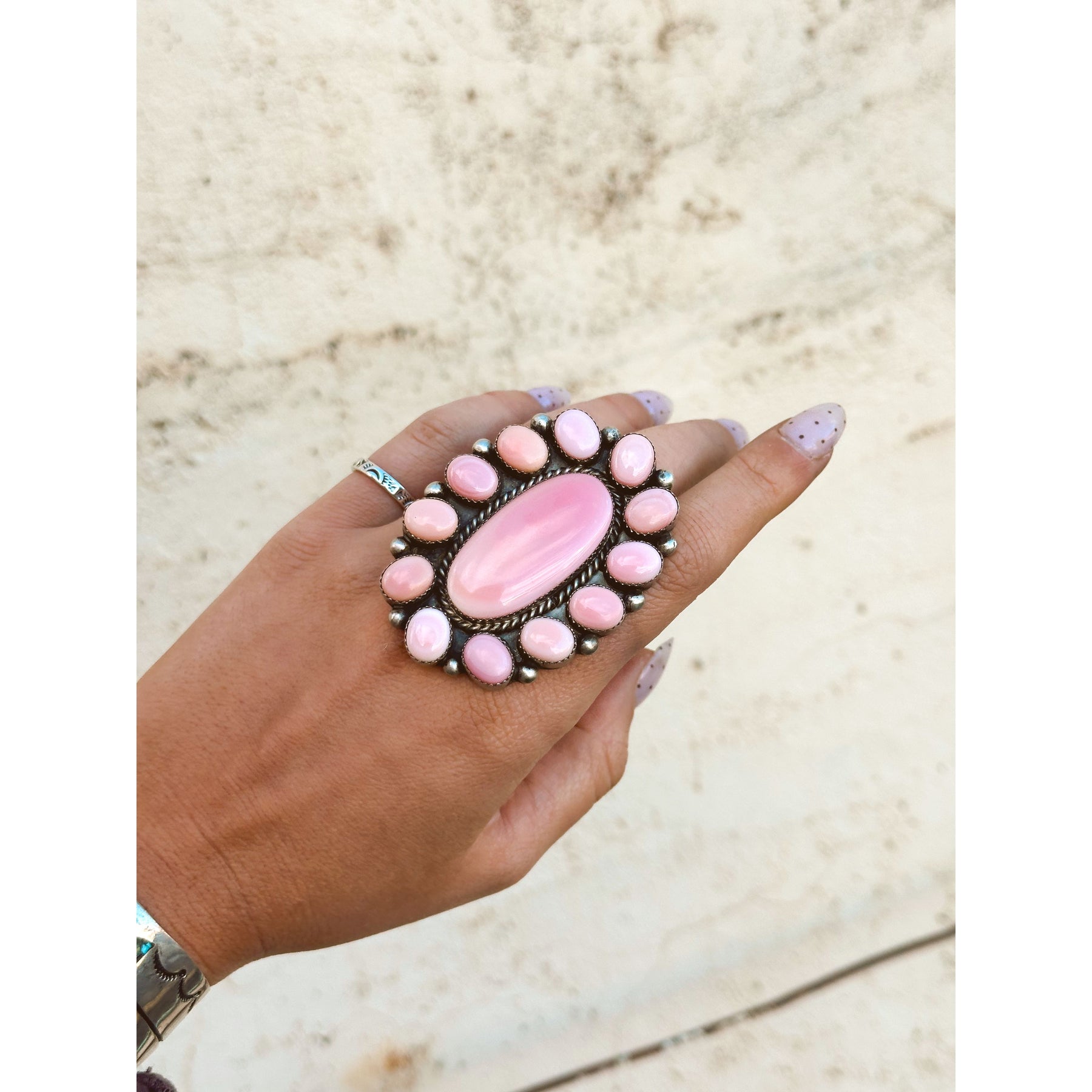Pink Conch Shell Cluster Ring Sterling Silver Native Made – Lantern ...