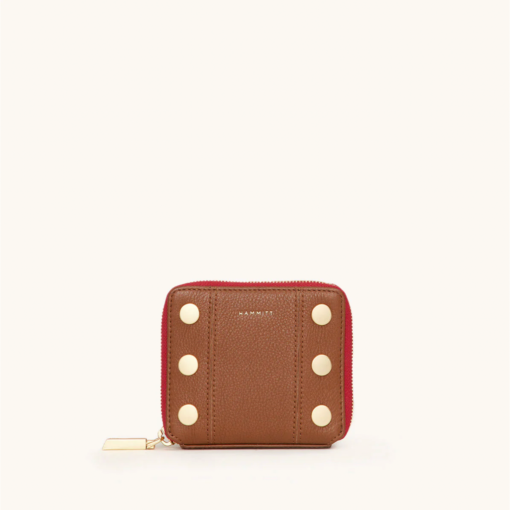 Hammitt 5 North - Mahogany Pebble Brushed Gold (BG) Red Zip