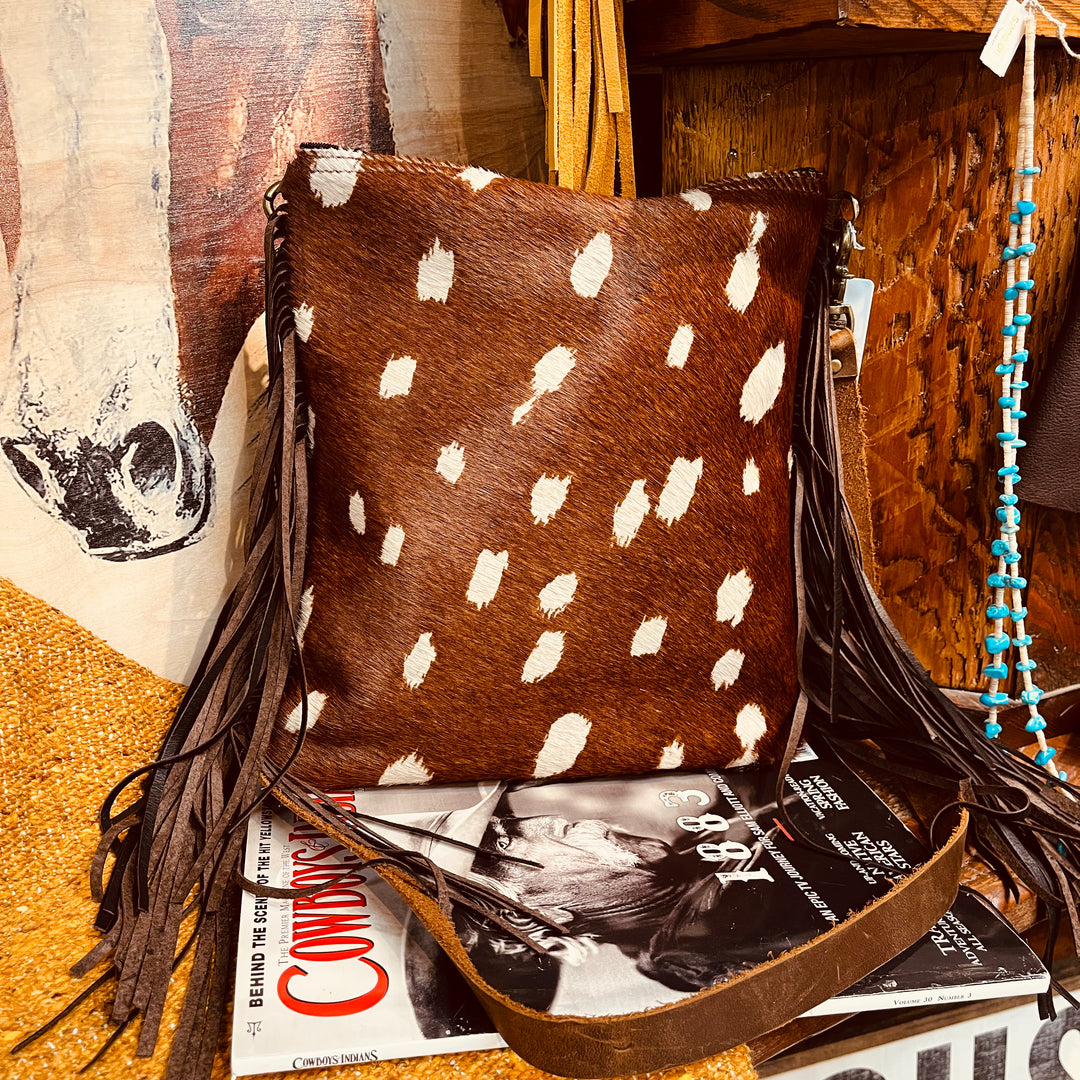 Axis Deer Hide Printed Leather Crossbody Handbag Lantern Dancer Gall Lantern Dancer Gallery